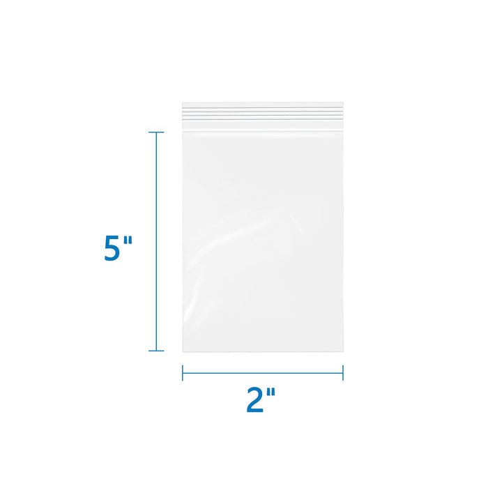 2" x 5" 2 Mil Resealable Zip Bags 500 Pack