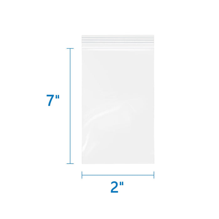 2" x 7" 2 Mil Resealable Zip Bags 500 Pack