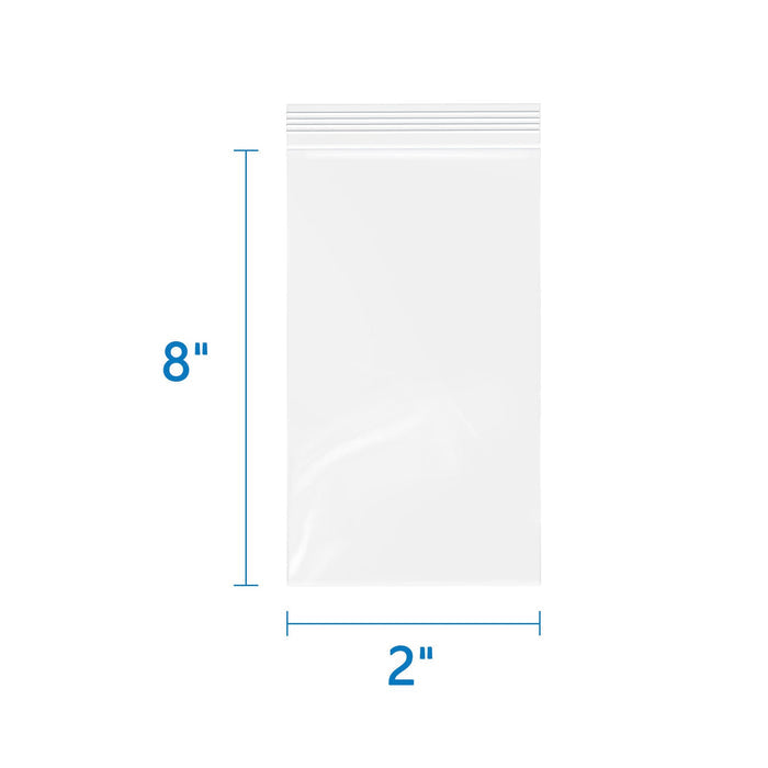 2" x 8" 2 Mil Resealable Zip Bags 500 Pack