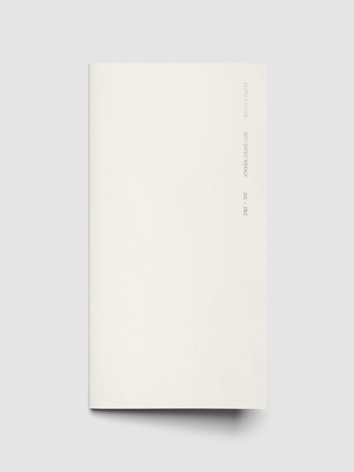 Closed Jul–Dec 2027 Dated Travel Notebook in A5 Slim size, showing the off-white cover with silver foil text
