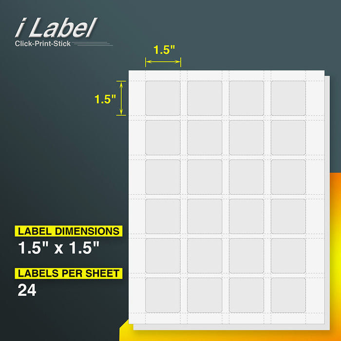 24UP 1.5" x 1.5" Square Labels for Laser & Inkjet Printers