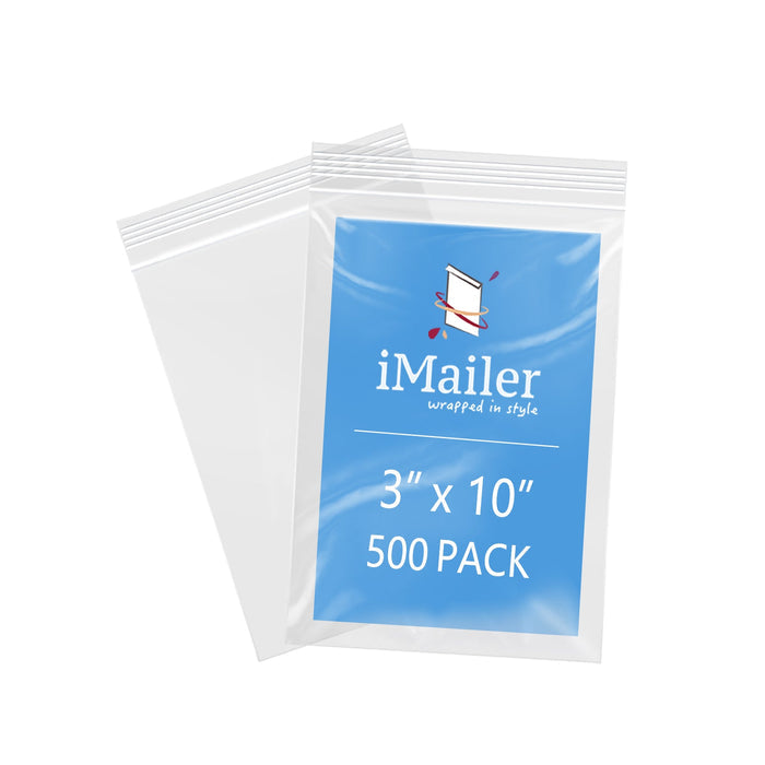 3" x 10" 2 Mil Reusable Zip Bags 500 Pack