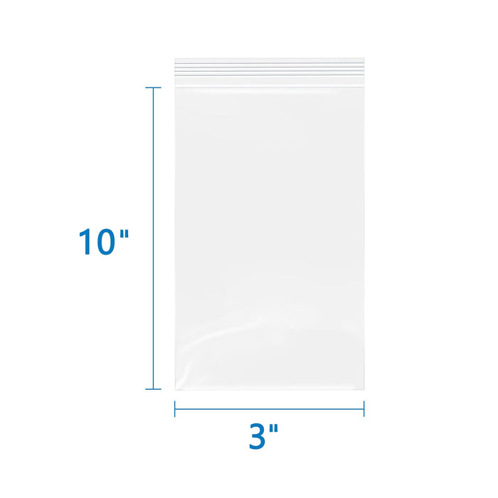 3" x 10" 2 Mil Reusable Zip Bags 500 Pack