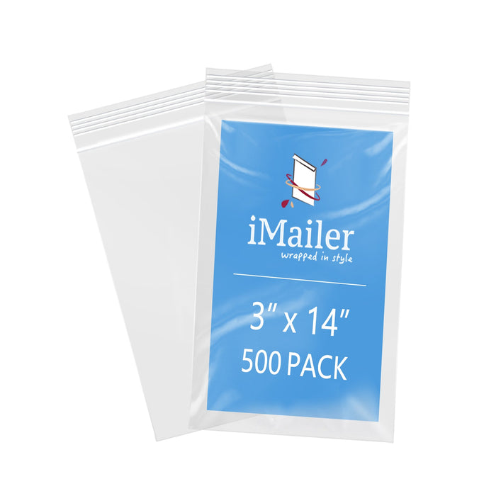 3" x 14" 2 Mil Reusable Poly Zip Bags 500 Pack