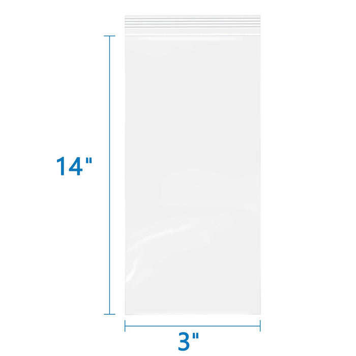 3" x 14" 2 Mil Reusable Poly Zip Bags 500 Pack