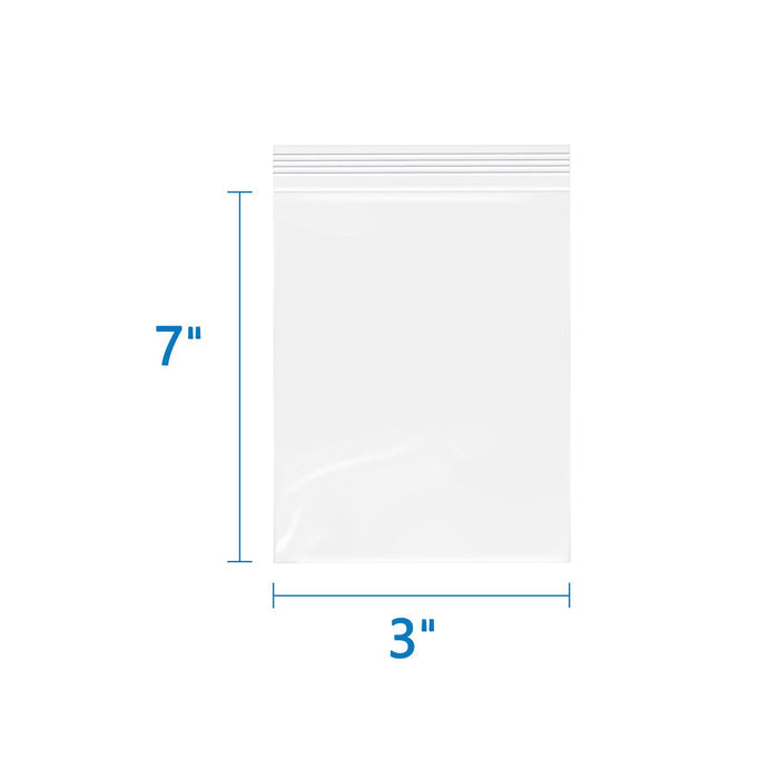 3" x 7" Clear Zip Lock Bags 2 Mil 500 Pack