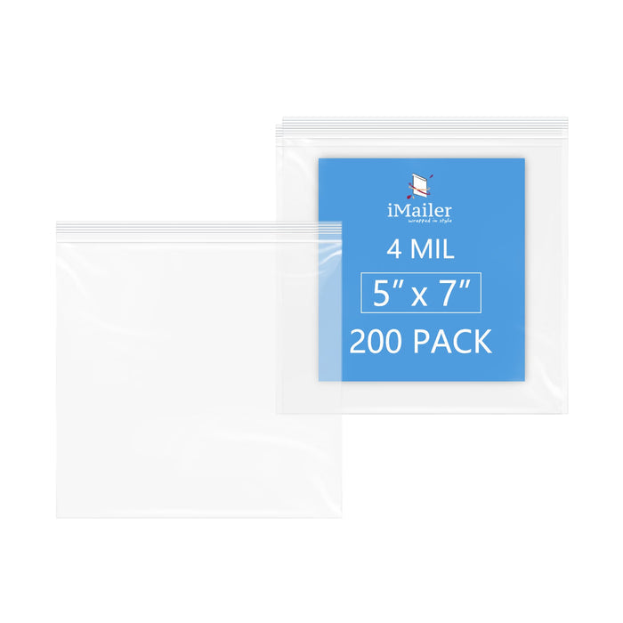 4 Mil Heavy-Duty 5" x 7" Resealable Zip Bags – 200 Pack