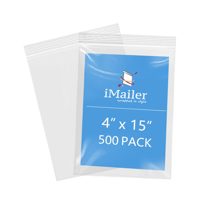 4" x 15" 2 Mil Clear Zip Lock Bags 500 Pack