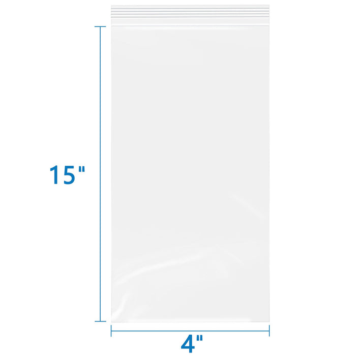 4" x 15" 2 Mil Clear Zip Lock Bags 500 Pack