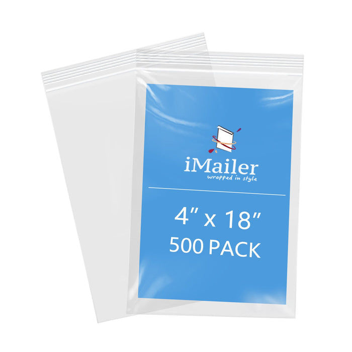 4" x 18" 2 Mil Clear Zip Lock Bags 500 Pack