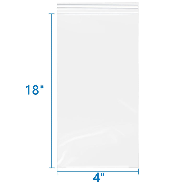 4" x 18" 2 Mil Clear Zip Lock Bags 500 Pack