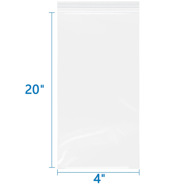 4" x 20" 2 Mil Durable Zip Bags 500 Pack