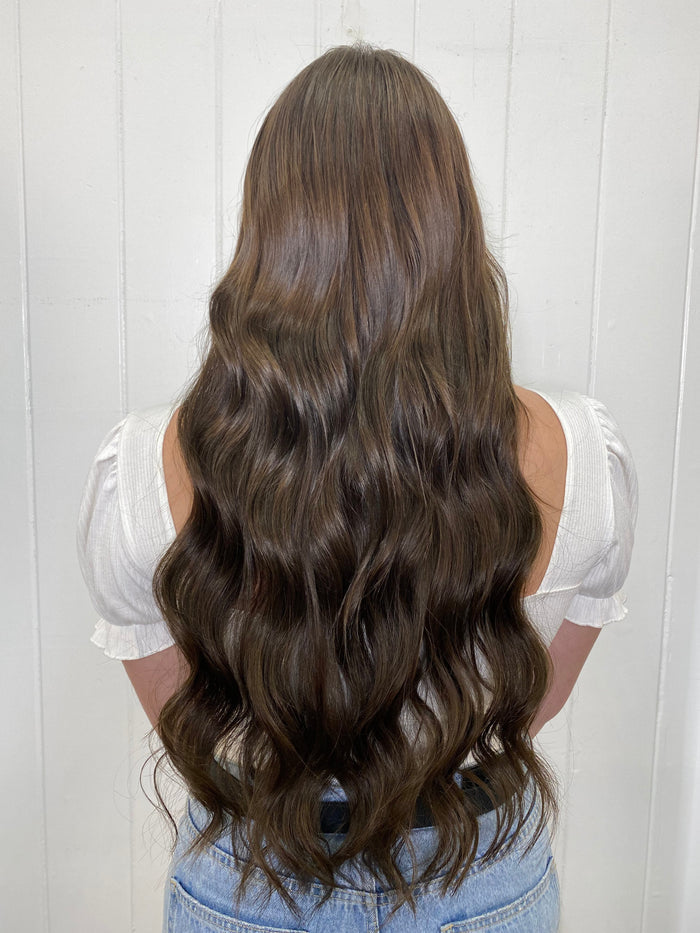 #4A Medium Ash Brown Ultra Seamless Tape In Extensions — Value Grade