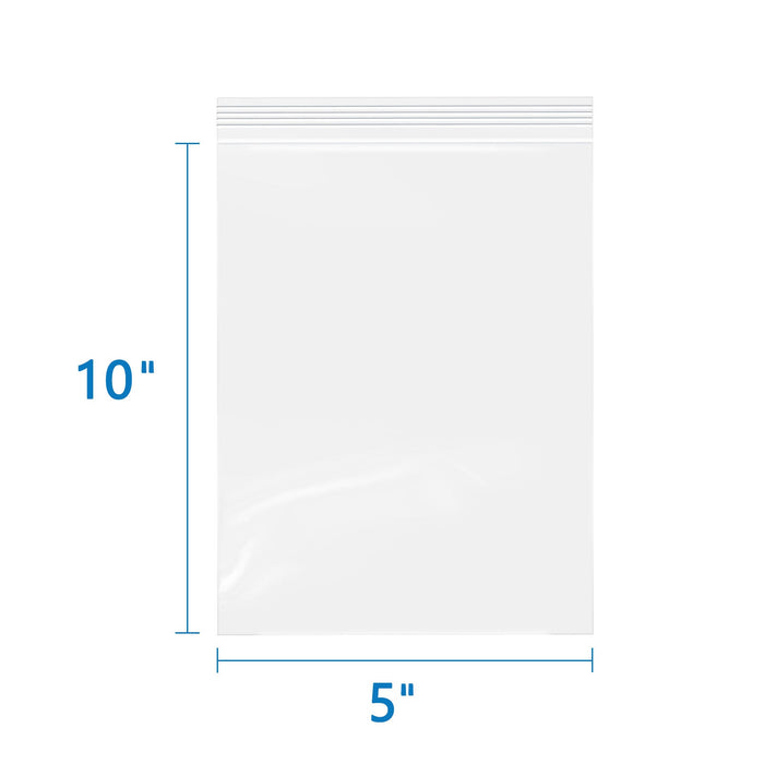 5" x 10" 2 Mil Clear Resealable Plastic Zip Lock Bags