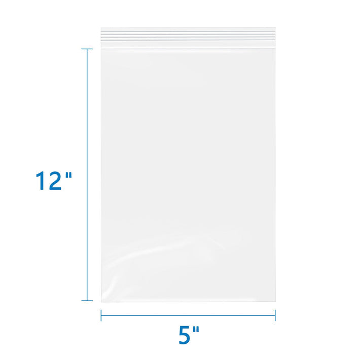 5" x 12" 2 Mil Long Resealable Plastic Zip Lock Bags