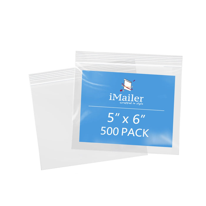5" x 6" 2 Mil Clear Resealable Zip Bags 500 Count