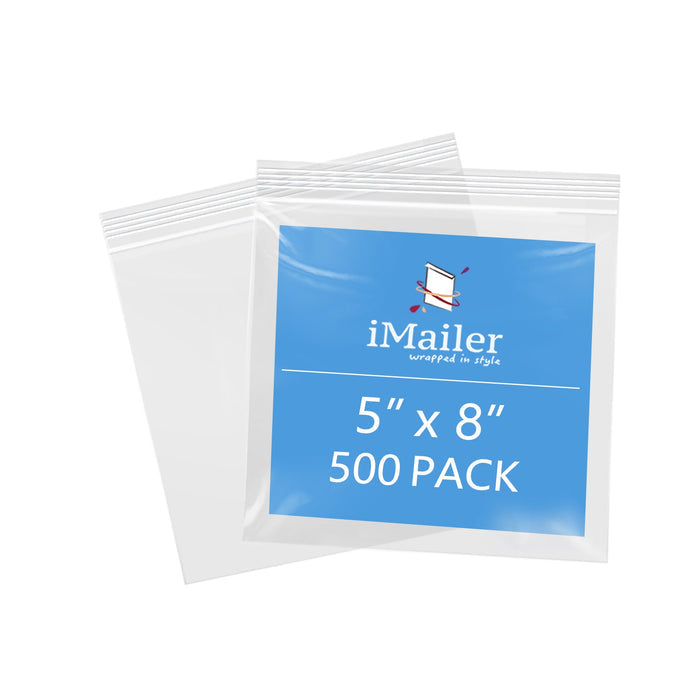 5" x 8" 500 Pack 2 Mil Clear Resealable Zip Bags