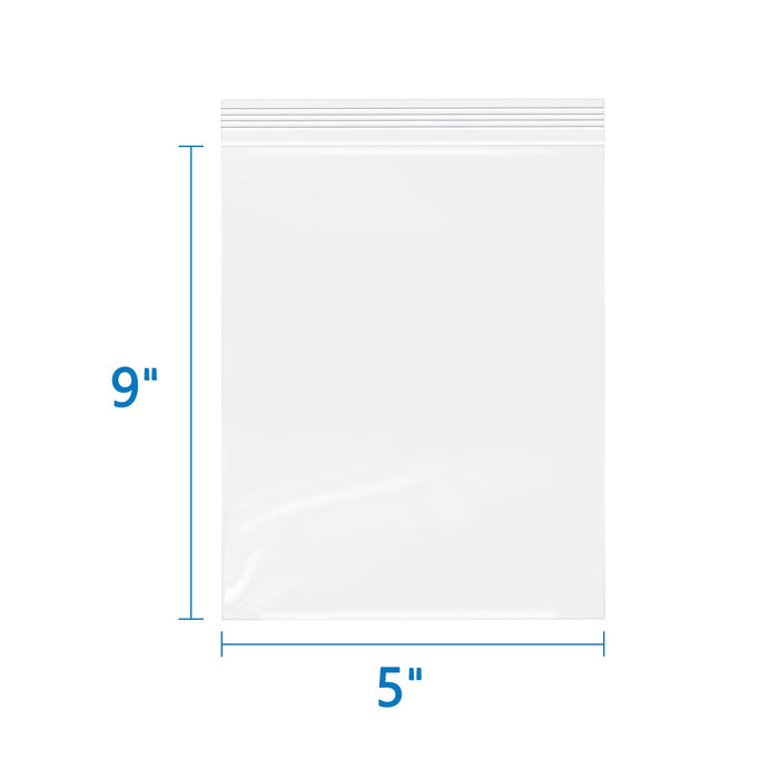 5" x 9" 2 Mil Clear Resealable Zip Bags  500 Pack