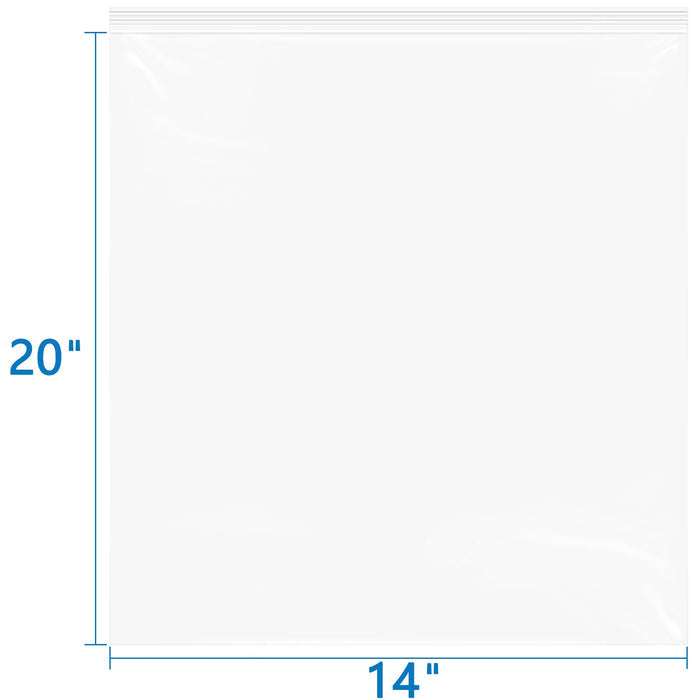 6 Mil Heavy Duty Reclosable Zip Bags 14" x 20" 50 Pack