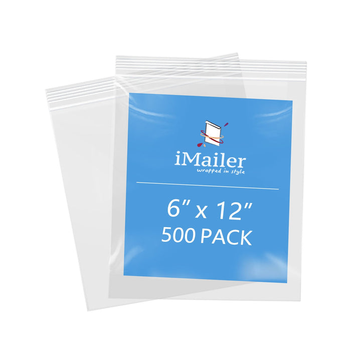 6" x 12" 2 Mil Clear Resealable Zip Bags 500 Pack