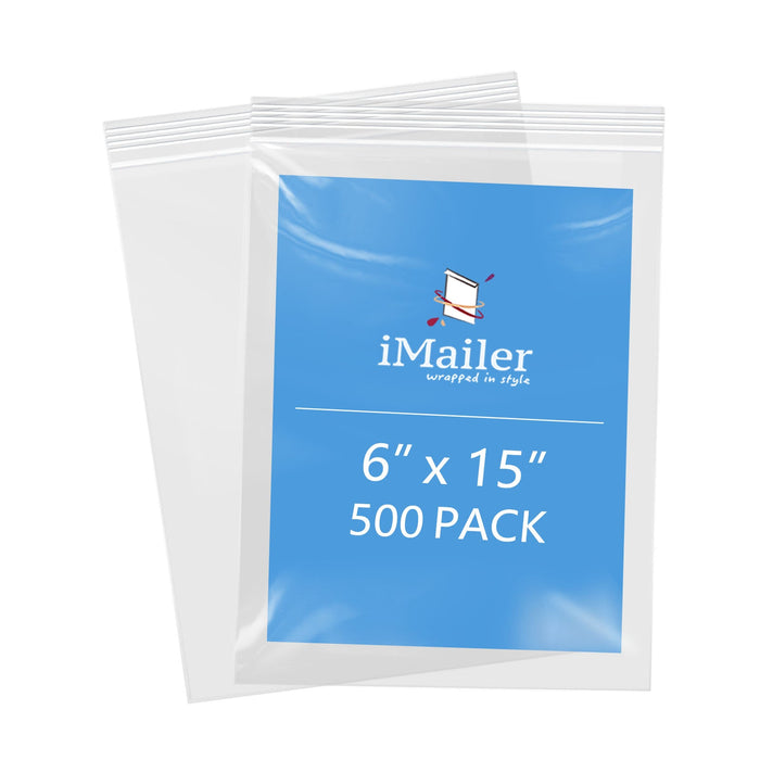 6" x 15" 2 Mil Clear Resealable Zip Bags 500 Pack