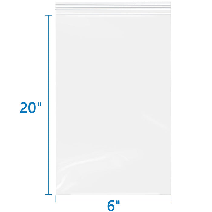 6" x 20" Clear Resealable Zip Bags – 500 Pack, 2 Mil