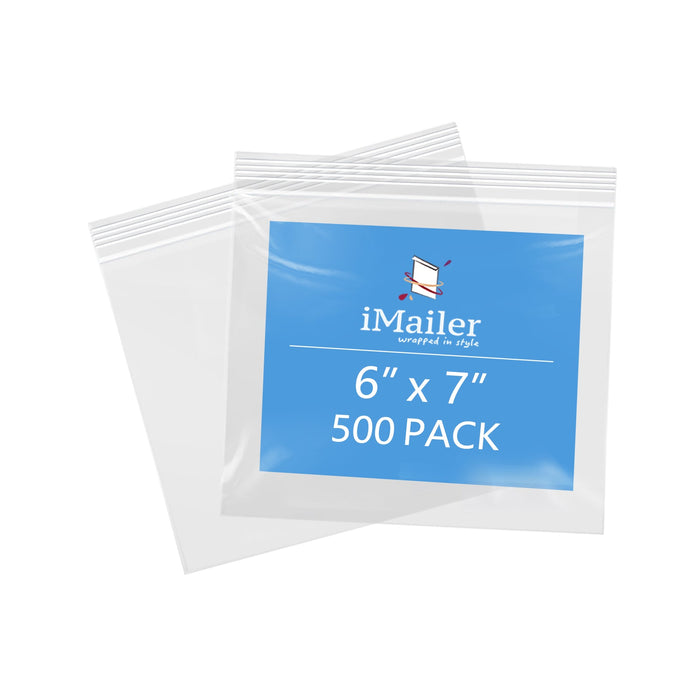6" x 7" Clear Resealable Zip Bags 2 Mil 500 Pack
