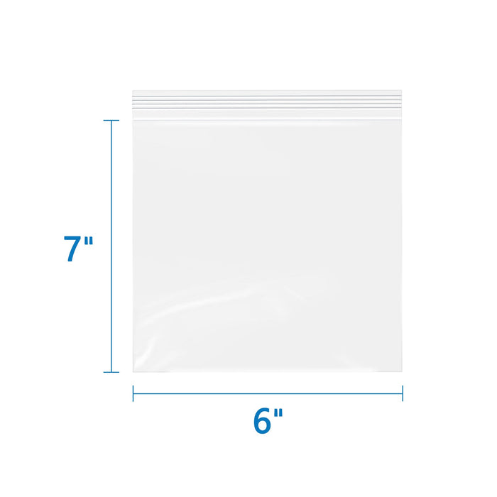 6" x 7" Clear Resealable Zip Bags 2 Mil 500 Pack