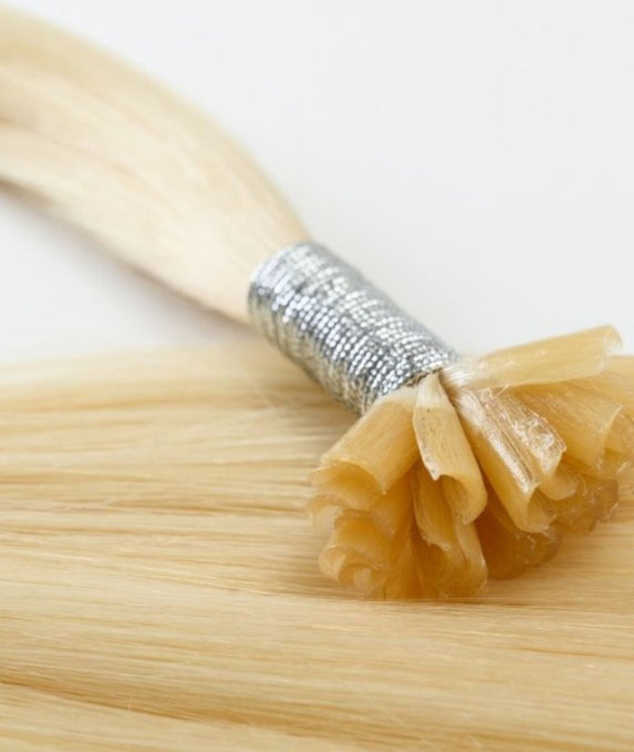 #613 Platinum Blonde Pre Bonded U Tip Extensions — Value Grade