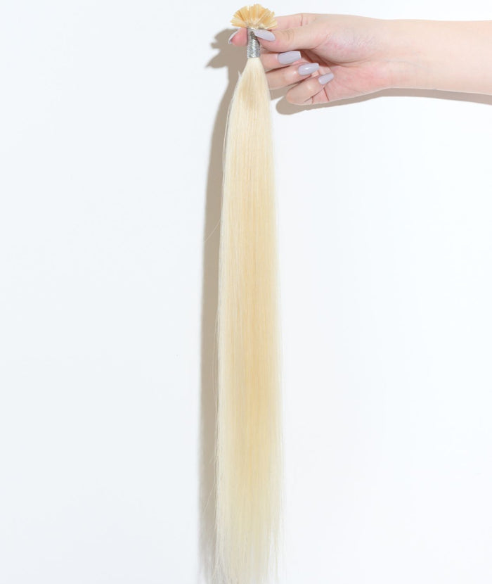 #613 Platinum Blonde Pre Bonded U Tip Extensions — Value Grade