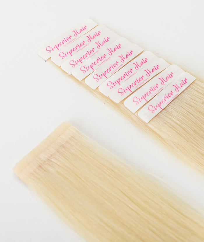 #613 Platinum Blonde Ultra Seamless Tape In Extensions — Value Grade