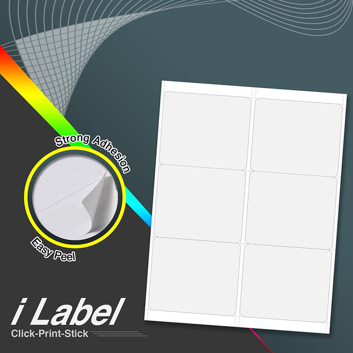6UP 4" x 3-1/3" Shipping Address Mailing & Barcode Labels for Laser & Inkjet Printers