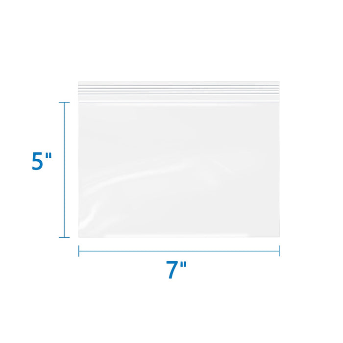 7" x 5" 2 Mil Reusable Clear Zip Bags 200 Pack