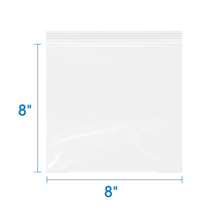 8" x 8" 2 Mil Clear Zip Bags Reusable Airtight Plastic Bags 200 Pack