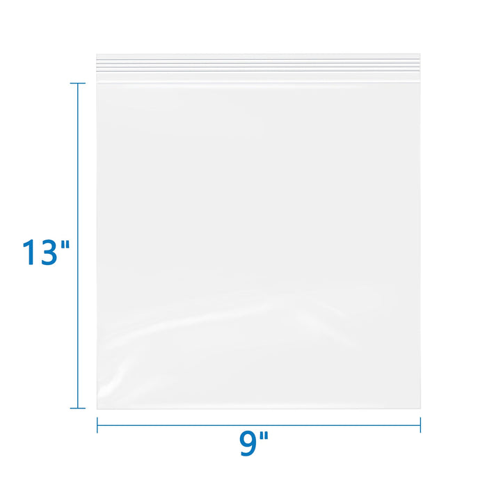 9" x 13" Resealable 2 Mil Clear Zip Bags 200 Pack