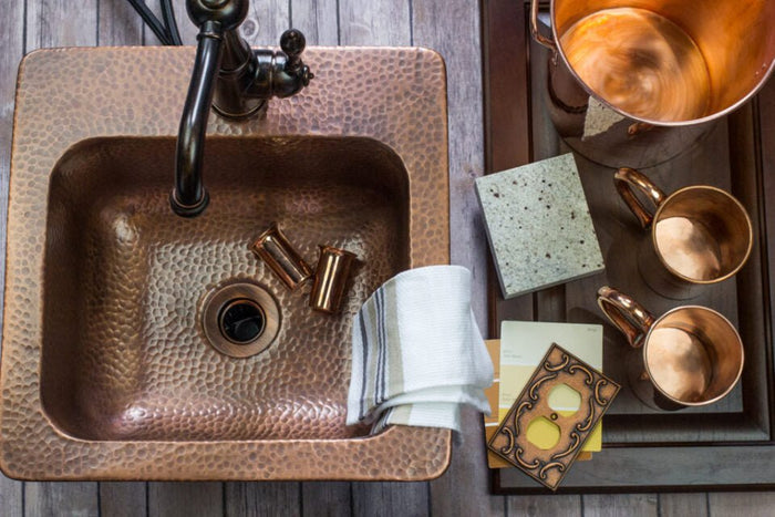 Angelico Copper Single Bowl Drop-In Kitchen Sink