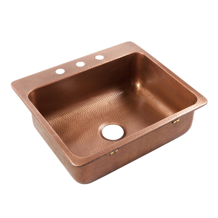 Angelico Copper Single Bowl Drop-In Kitchen Sink