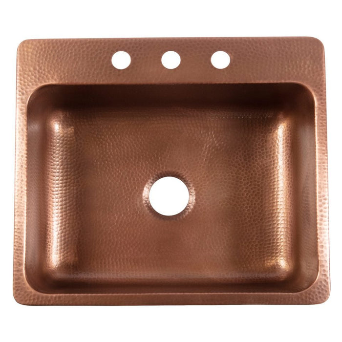 Angelico Copper Single Bowl Drop-In Kitchen Sink