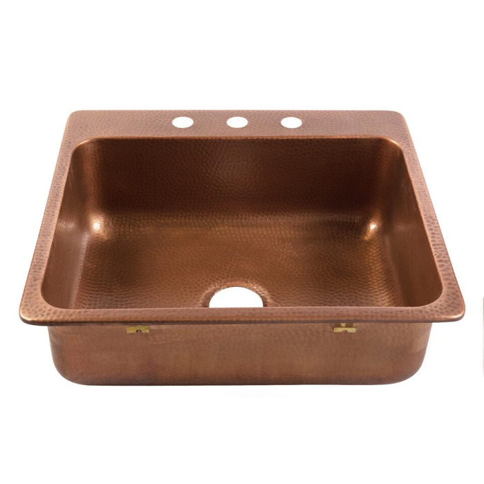 Angelico Copper Single Bowl Drop-In Kitchen Sink