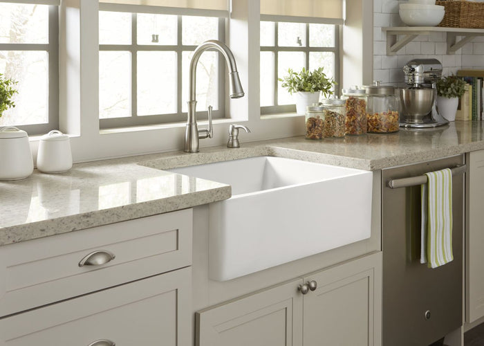 Austen Fireclay 24" Single Bowl Farmhouse Apron Front Undermount Kitchen Sink