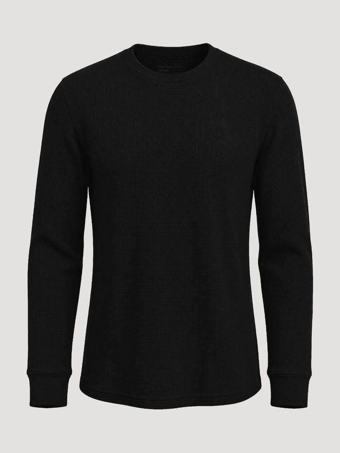 Men's Black waffle knit thermal long sleeve shirt | Fresh Clean Threads
