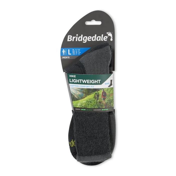 Bridgedale Men's Hike Lightweight Coolmax Comfort Boot Sock - Black