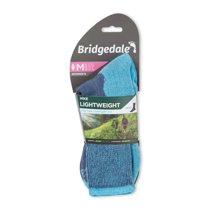 Bridgedale Women's Hike Lightweight Coolmax Comfort Boot Sock - Denim Blue