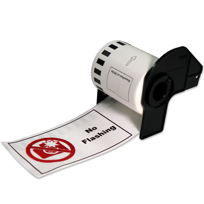 Brother DK-2251 Black/Red on White Continuous Labels 2.4" x 50'