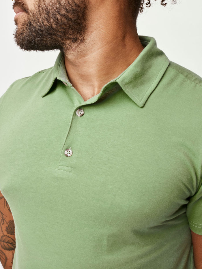 color doesn't fade + collars don't twist # Cactus Green Men's Torrey Polo Shirt | Fresh Clean Threads