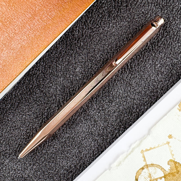 Caran d'Ache 849 Ecridor Gold Ballpoint Pen - Chevron Rose