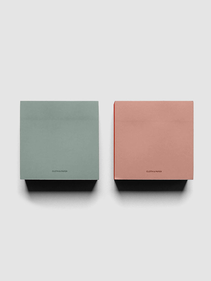 Colorblock Sticky Note Set in Matcha and Dirty Chai, two edge painted square sticky note pads