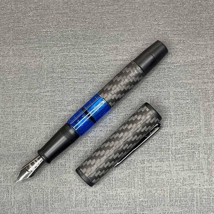 Conklin Carbon Fiber Stealth Word Gauge Fountain Pen - Blue | Atlas Stationers.