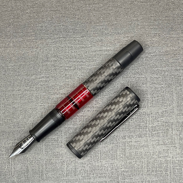 Conklin Carbon Fiber Stealth Word Gauge Fountain Pen - Red | Atlas Stationers.