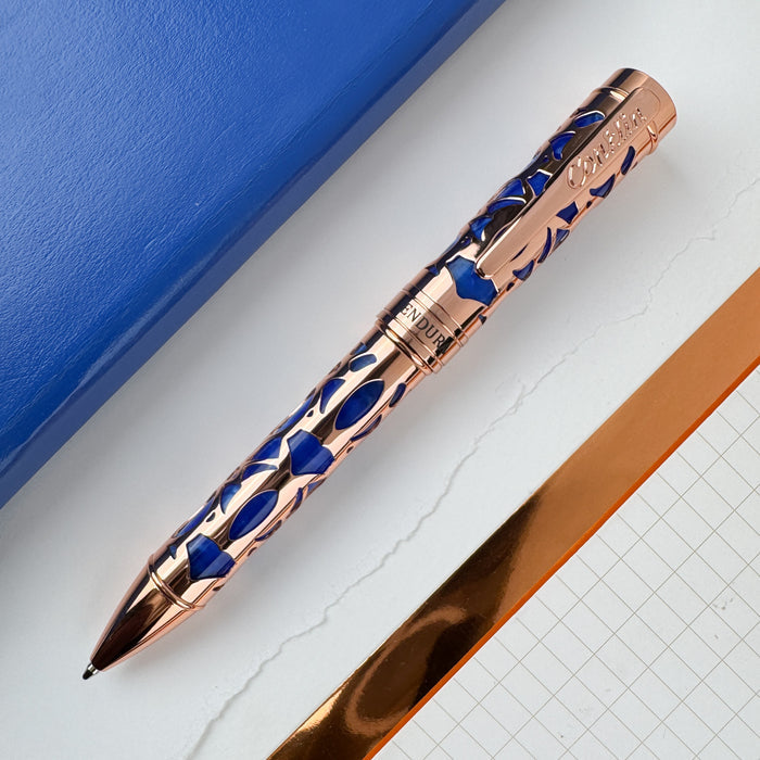 Conklin Endura Deco Crest Ballpoint Pen - Blue w/ Rosegold